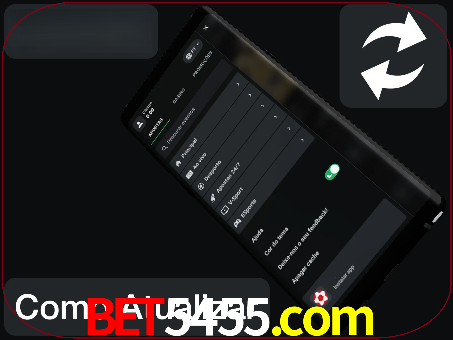 O aplicativo é atualizado automaticamente quando você faz o login.